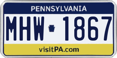 PA license plate MHW1867