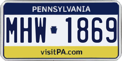 PA license plate MHW1869