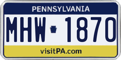 PA license plate MHW1870