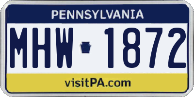 PA license plate MHW1872