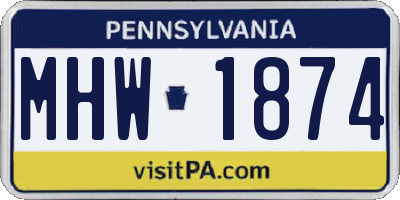 PA license plate MHW1874