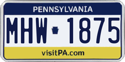 PA license plate MHW1875