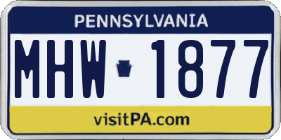 PA license plate MHW1877