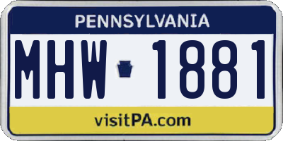PA license plate MHW1881