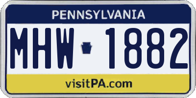 PA license plate MHW1882