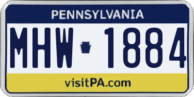 PA license plate MHW1884