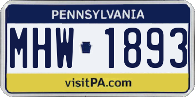 PA license plate MHW1893