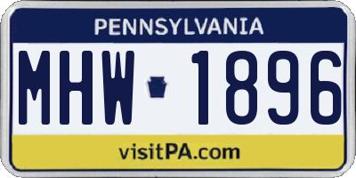 PA license plate MHW1896