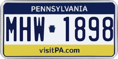 PA license plate MHW1898