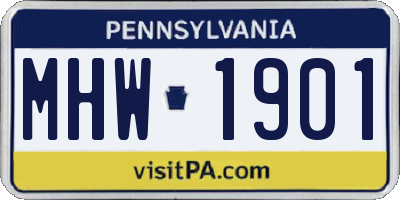 PA license plate MHW1901