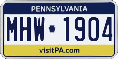 PA license plate MHW1904