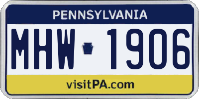 PA license plate MHW1906