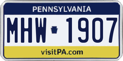 PA license plate MHW1907