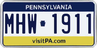PA license plate MHW1911