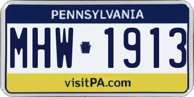 PA license plate MHW1913