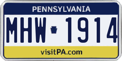 PA license plate MHW1914