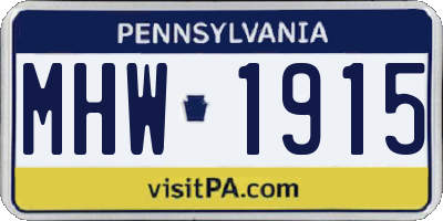 PA license plate MHW1915