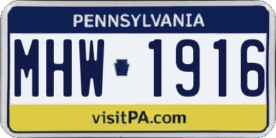 PA license plate MHW1916