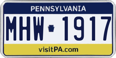 PA license plate MHW1917