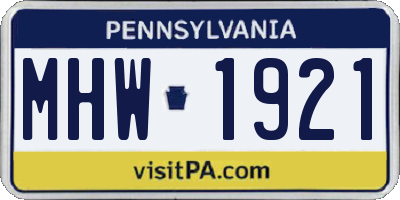 PA license plate MHW1921