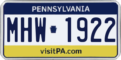 PA license plate MHW1922
