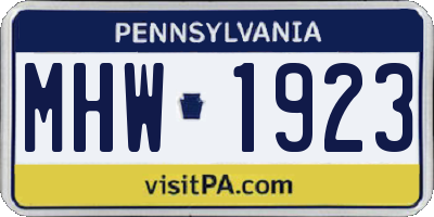 PA license plate MHW1923