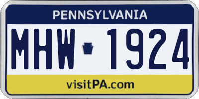 PA license plate MHW1924
