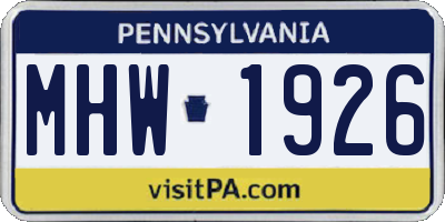 PA license plate MHW1926