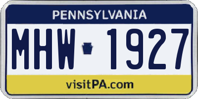 PA license plate MHW1927