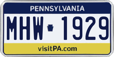 PA license plate MHW1929