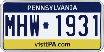 PA license plate MHW1931