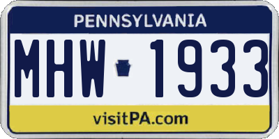 PA license plate MHW1933