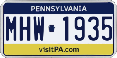 PA license plate MHW1935