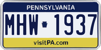 PA license plate MHW1937