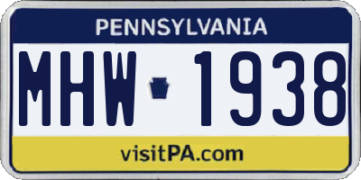 PA license plate MHW1938