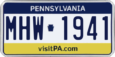 PA license plate MHW1941