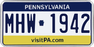 PA license plate MHW1942