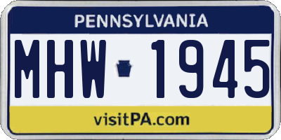 PA license plate MHW1945