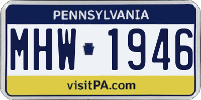 PA license plate MHW1946