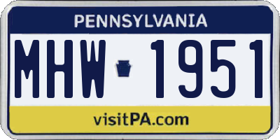 PA license plate MHW1951