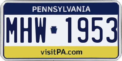 PA license plate MHW1953