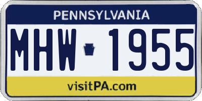 PA license plate MHW1955