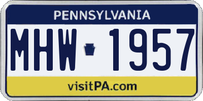 PA license plate MHW1957