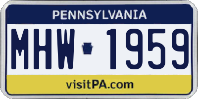 PA license plate MHW1959