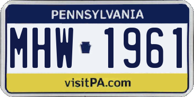 PA license plate MHW1961