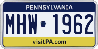 PA license plate MHW1962
