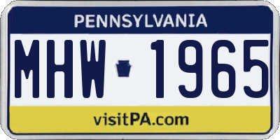 PA license plate MHW1965
