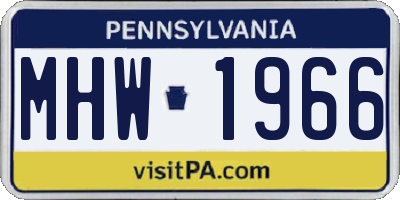 PA license plate MHW1966