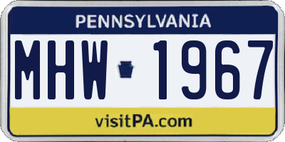 PA license plate MHW1967