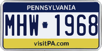 PA license plate MHW1968